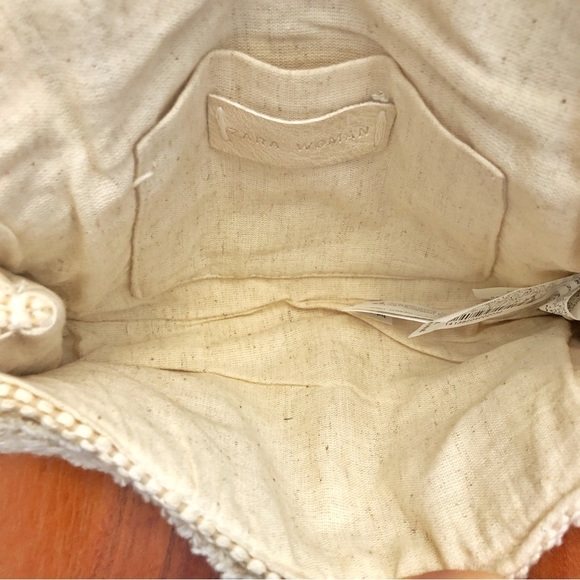 ZARA Unique Boho Beaded Cream Golden Tone Chain &Hardware Crossbody Shoulder Bag - Picture 9 of 15